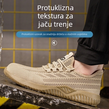 Sigurne radne cipele s zaštitom od udara i probijanja, prozračni mrežasti gornji dio, plastično-čelična kapica, Kevlar srednja potplat
