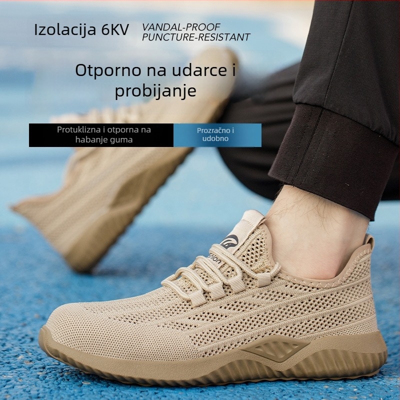 Sigurne radne cipele s zaštitom od udara i probijanja, prozračni mrežasti gornji dio, plastično-čelična kapica, Kevlar srednja potplat
