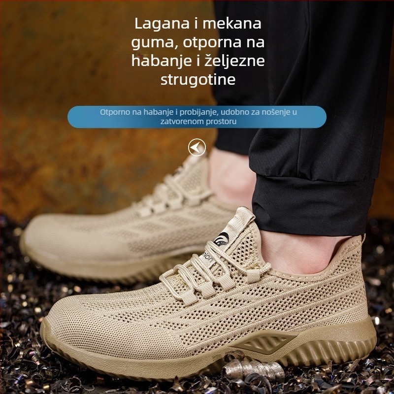 Sigurne radne cipele s zaštitom od udara i probijanja, prozračni mrežasti gornji dio, plastično-čelična kapica, Kevlar srednja potplat