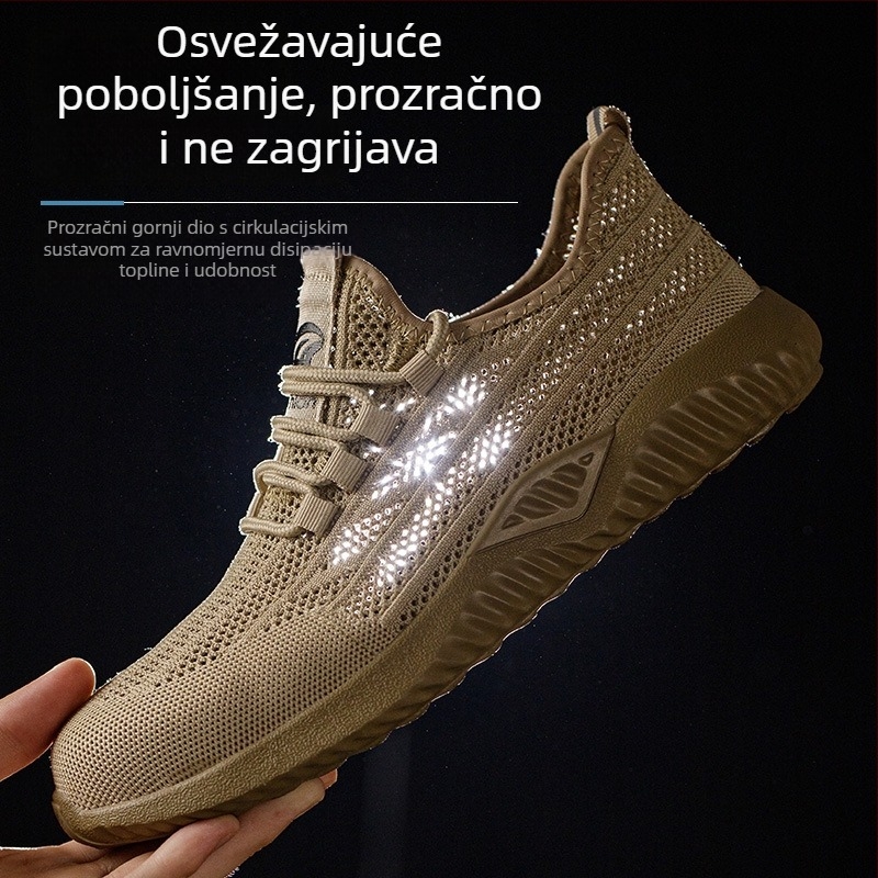 Sigurne radne cipele s zaštitom od udara i probijanja, prozračni mrežasti gornji dio, plastično-čelična kapica, Kevlar srednja potplat