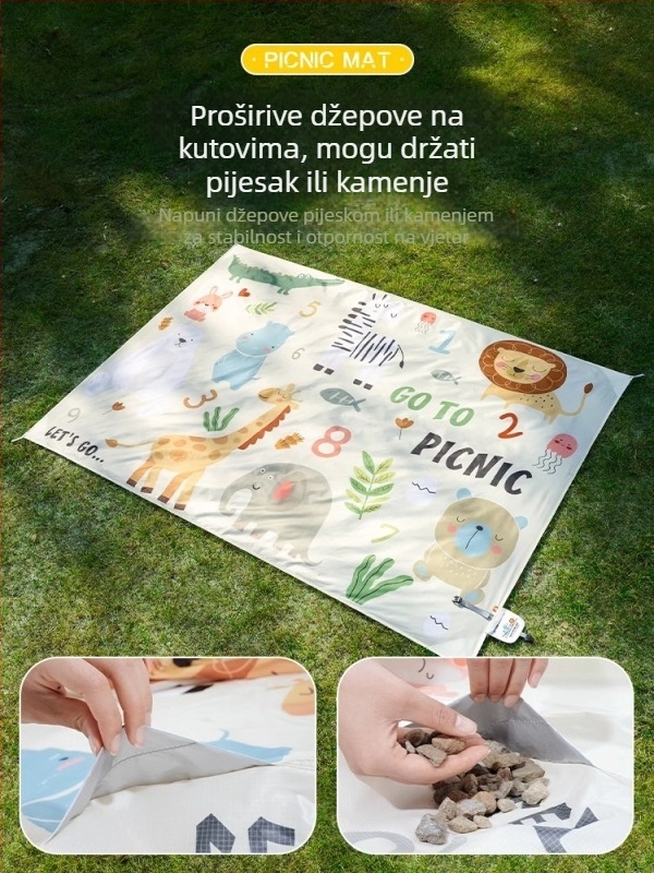 Mini piknik podloga od Oxford materijala, 170 g, za 2–6 osoba, vodootporna i otporna na pijesak, sklopiva