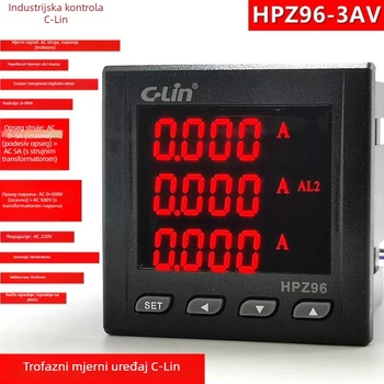 HPZ96-3AV Pametni trofazni mjerni instrument za električne parametre, prikazuje struju i napona A/B/C