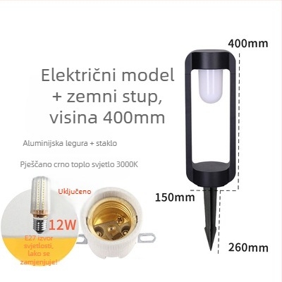 LED vanjske svjetiljke na stupovima (JP-115, 12W, aluminij, IP55, 6-12h)
