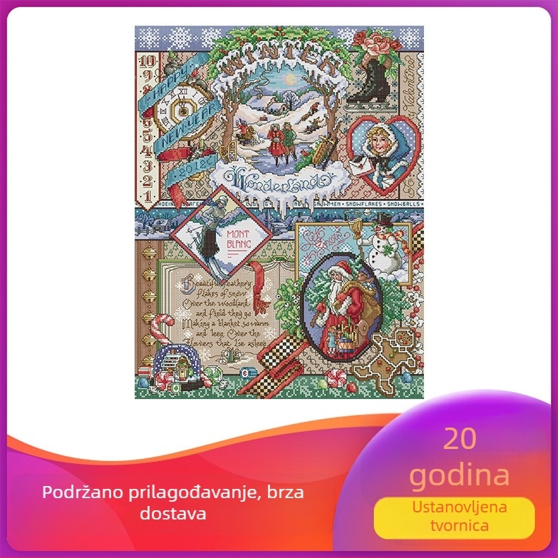 NKF 2025 set za križno šivanje – zimsko dekorativno platno za dnevni boravak – DIY vezenje
