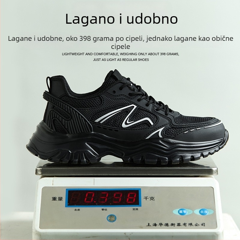 Zaštitne radne cipele s čeličnim prstom, otpornost na udar, otpornost na probijanje, protuklizne, KPU+ mrežasta konstrukcija