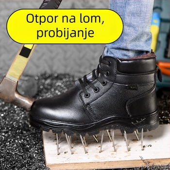 Zimske visoke cipele za zaštitu s čeličnim prstom, mikrovlakna koža, otporne na probijanje, zaštita od udara i oštećenja