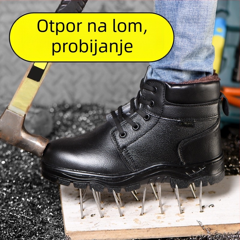 Zimske visoke cipele za zaštitu s čeličnim prstom, mikrovlakna koža, otporne na probijanje, zaštita od udara i oštećenja
