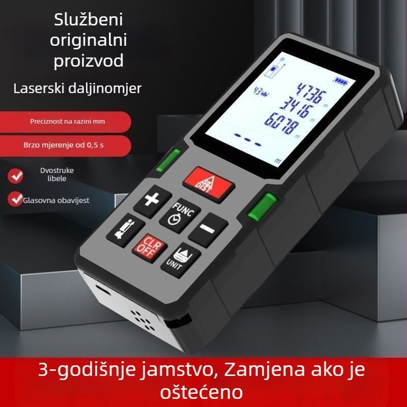 Infračerni ručni laserski mjerač udaljenosti – visoka preciznost, višenamjenski elektronički mjerni alat za mjerenje prostorija