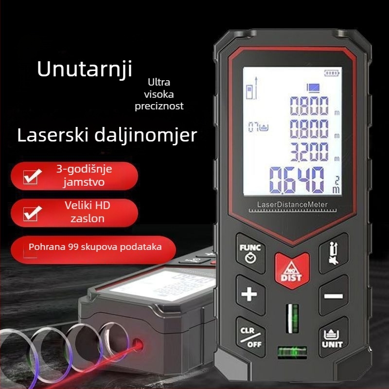 Infračerni ručni laserski mjerač udaljenosti – visoka preciznost, višenamjenski elektronički mjerni alat za mjerenje prostorija