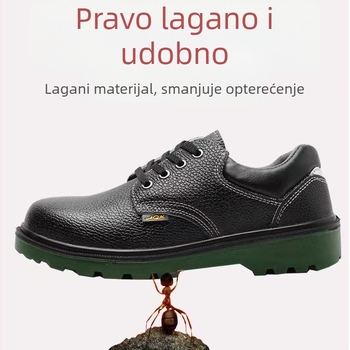 Muške sigurnosne cipele s čeličnim prstom, otporne na udarce i probijanje, lagana radna obuća od kože od mikrovlakna
