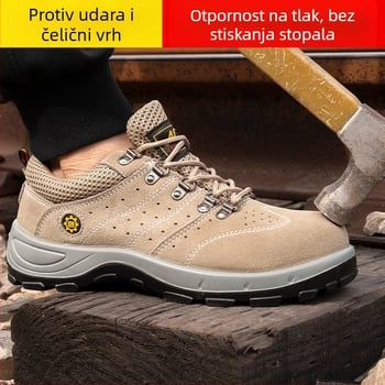 Muške dišne zaštitne radne cipele s nubuk gornjim dijelom, niski kroj, čelična prst, protiv probijanja