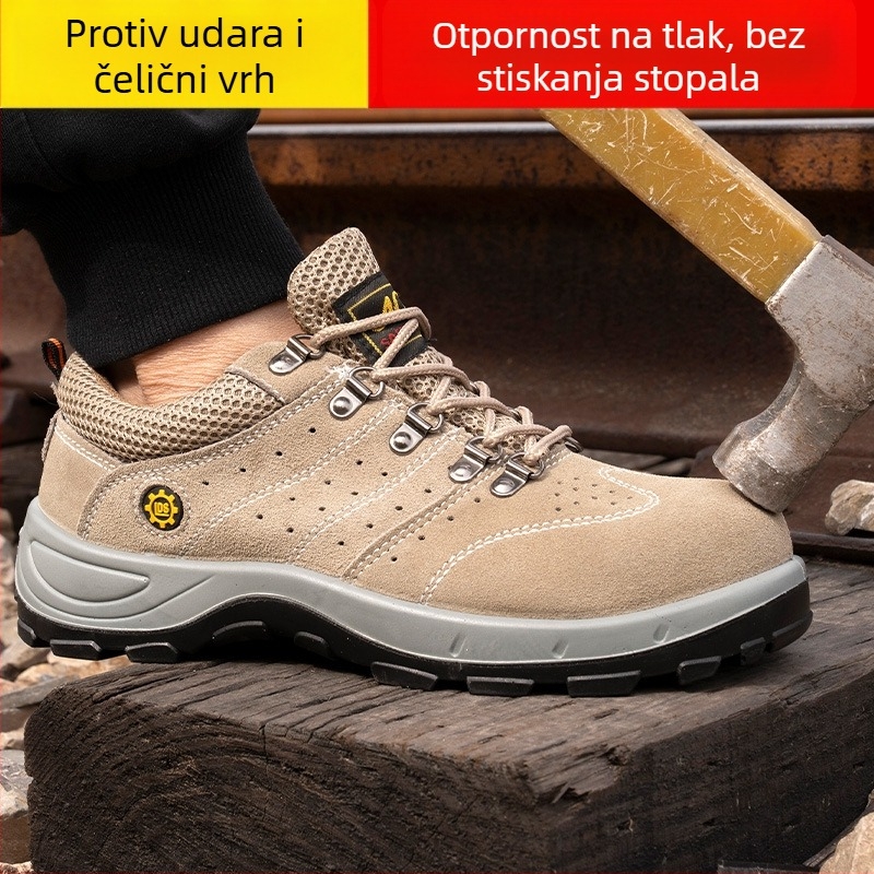 Muške dišne zaštitne radne cipele s nubuk gornjim dijelom, niski kroj, čelična prst, protiv probijanja