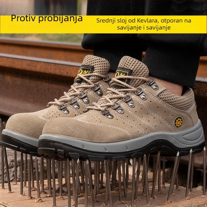 Muške dišne zaštitne radne cipele s nubuk gornjim dijelom, niski kroj, čelična prst, protiv probijanja