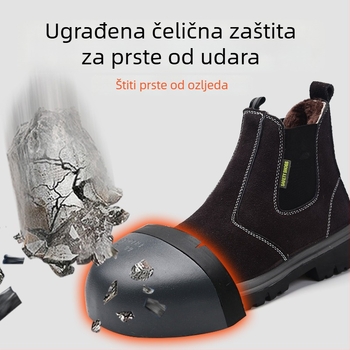 Sigurne cipele za zavarivanje – visoke, čelična prst, velur teleće kože s flis podstavom, anti-proboj i anti-udar