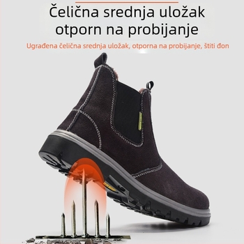 Sigurne cipele za zavarivanje – visoke, čelična prst, velur teleće kože s flis podstavom, anti-proboj i anti-udar