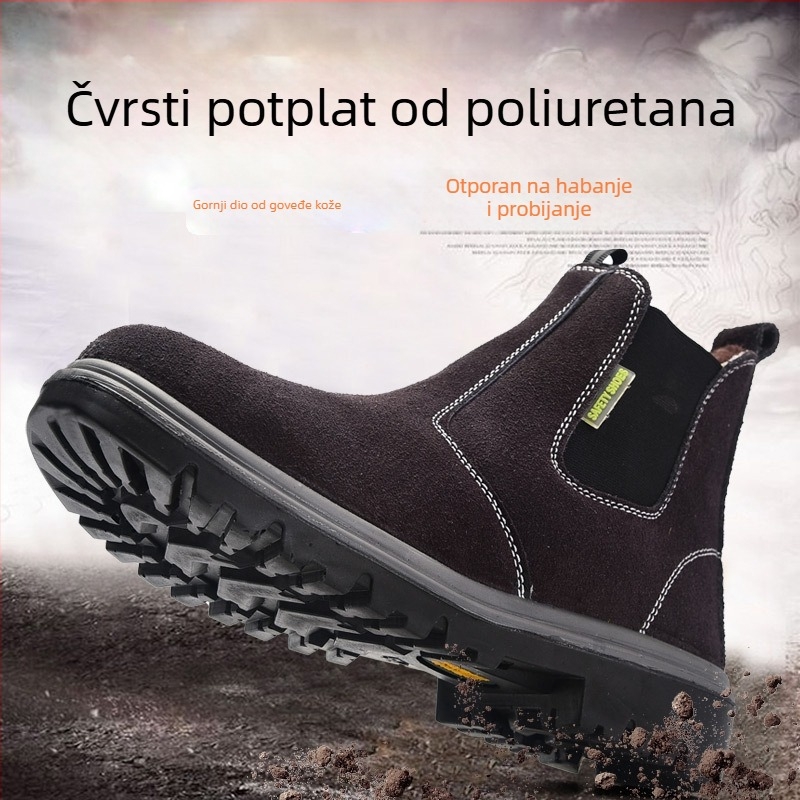 Sigurne cipele za zavarivanje – visoke, čelična prst, velur teleće kože s flis podstavom, anti-proboj i anti-udar