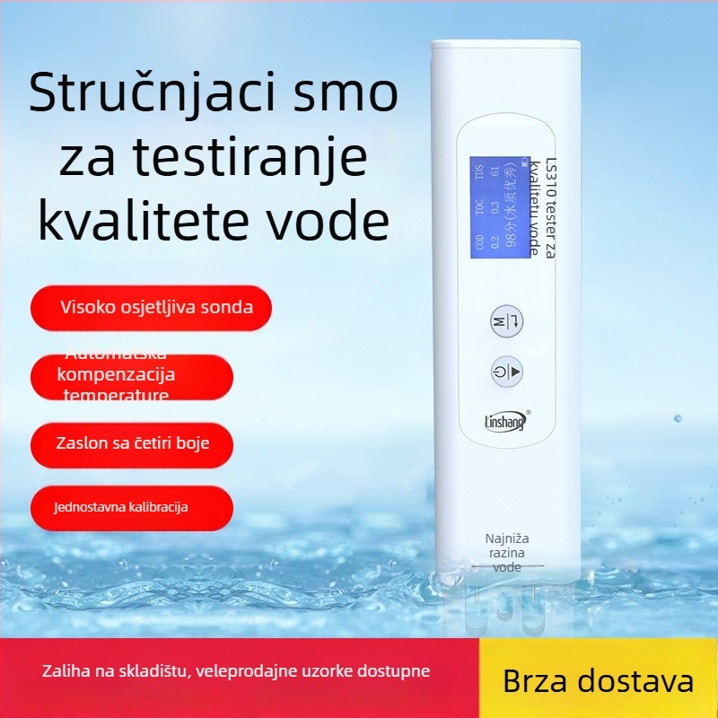 Linshang LS310 više-parametarski analizator kvalitete vode – rasponi COD/TOC i UV275, razlučivost COD/TOC 0,01 mg/L, UV275 0,001 AU/cm, napajanje 2x AA baterije