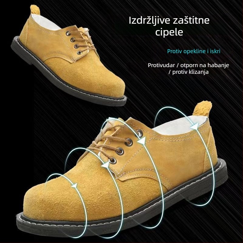 Muške radne cipele s čeličnim prstom, gornji dio od suede, niski kroj, otpornost na udarce i visoke temperature