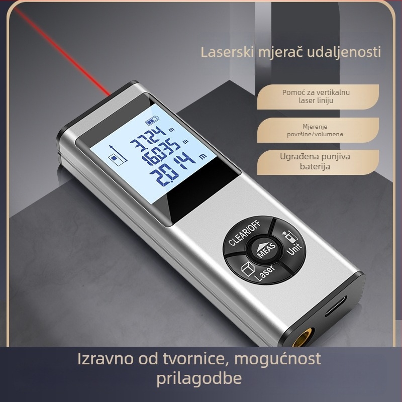Ručni laserski daljinomjer, aluminijska legura, visoka preciznost, punjivi