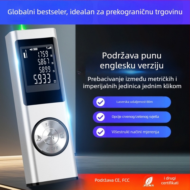 Zhenbing zeleni laserski daljinomjer s infracrvenim, visoka preciznost digitalna ravnala, serija W, ručni mjerni instrument