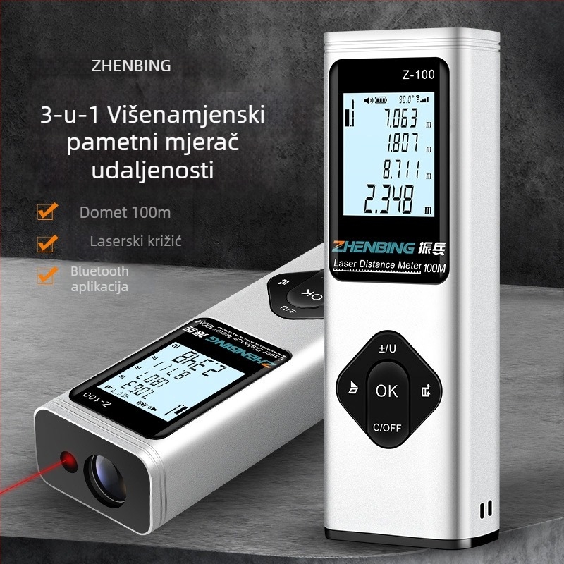 Zhenbing Z Series Prijenosni laserski mjerač udaljenosti s IR elektroničkim ravnalom, prilagodljiv alat za crtanje križnih linija