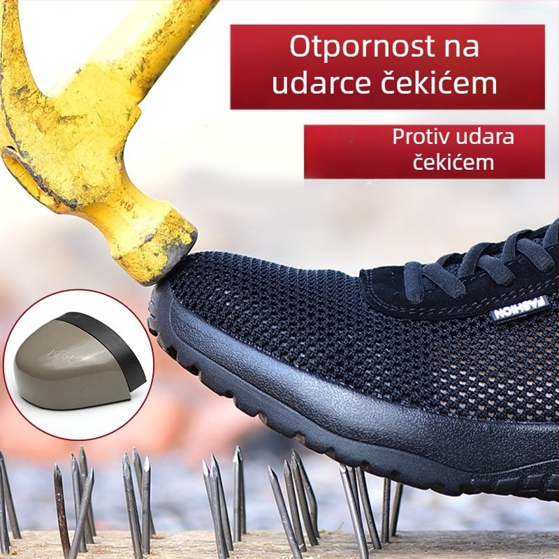 Sigurne radne cipele s prozračnim mrežastim gornjim dijelom, čelična zaštita prstiju, zaštita od udara i probijanja