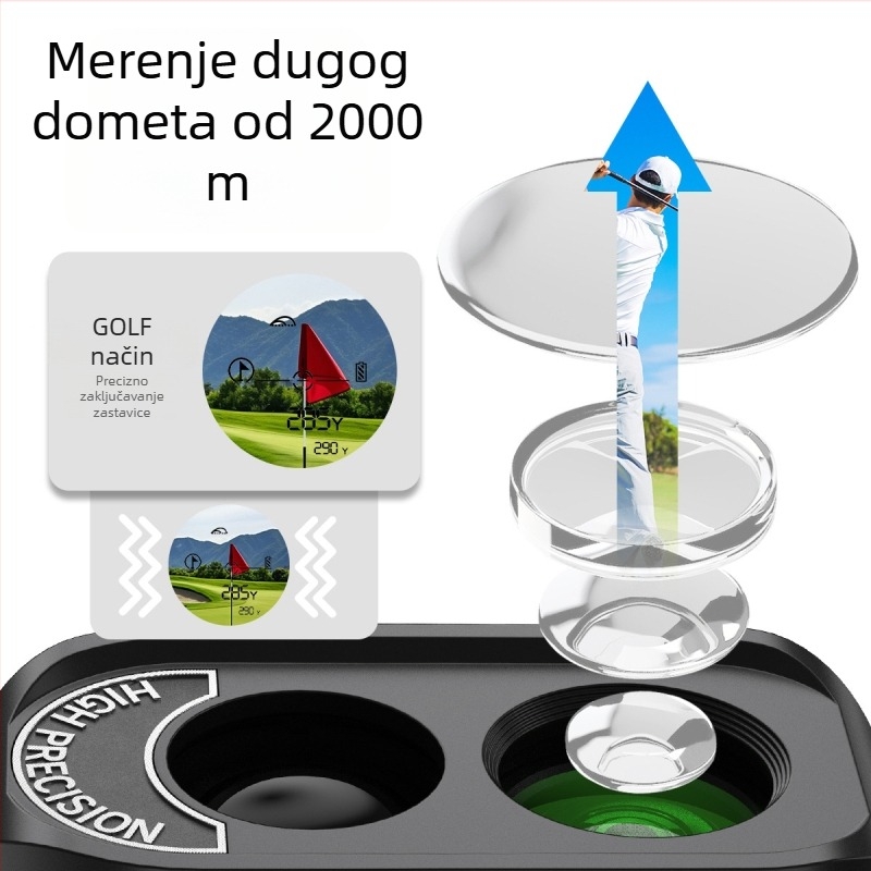 HR-2000 Golf laserski daljinomjer s teleskopom — domet 2000 m, mjerenje visine i kuta