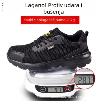 Muške ultra lagane zaštitne tenisice s čeličnim prstom, prozračna Fly-Woven mreža, nizak gornji dio, zaštita od udara i probijanja