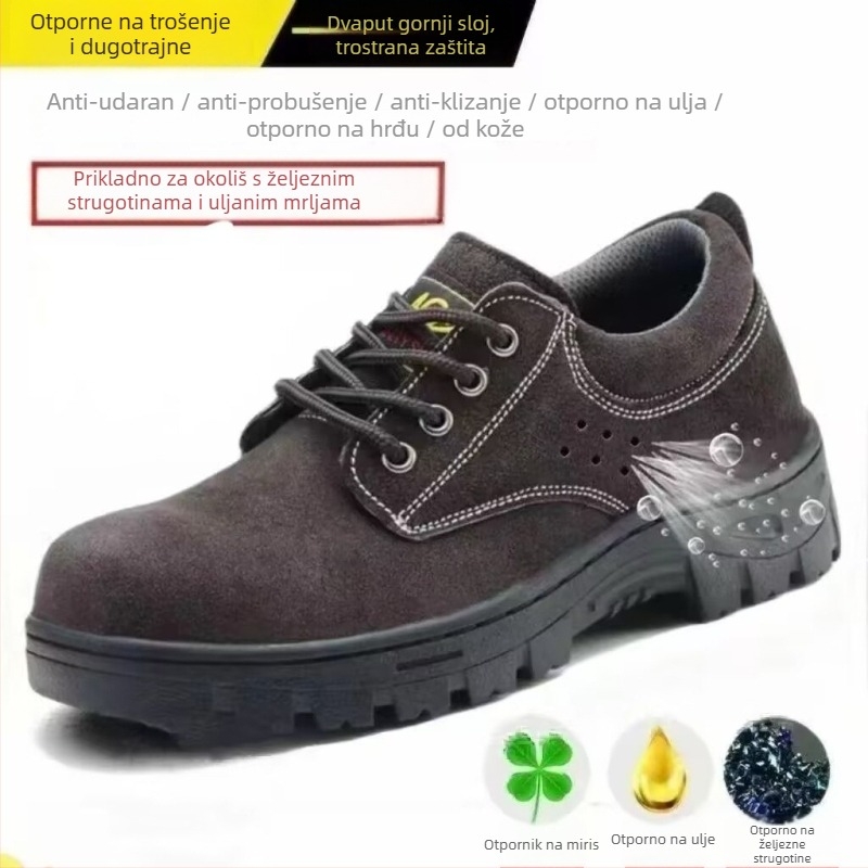 Zhenpeng sigurnosne radne cipele s čeličnim prstom, otpornost na udarac i prodiranje, koža, niskog kroja, model 613
