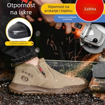 Zaštitne cipele za gradilište s čeličnom prstom – otporne na udarce, probijanje, zaštita od opeklina, nubuk koža