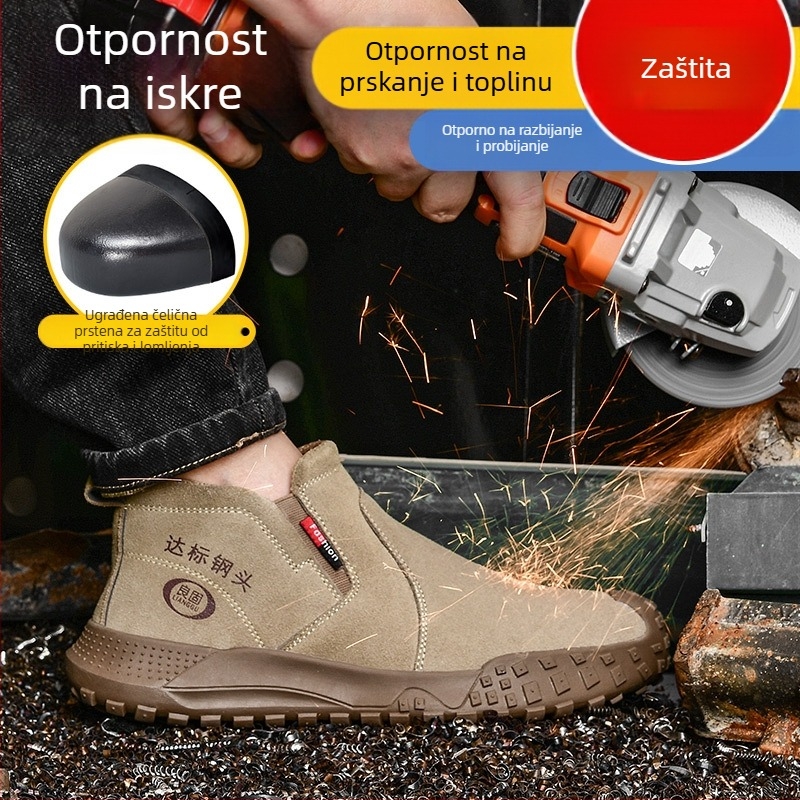 Zaštitne cipele za gradilište s čeličnom prstom – otporne na udarce, probijanje, zaštita od opeklina, nubuk koža