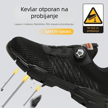 Muške cipele za zaštitu na gradilištu s prozračnim Flyknit mrežastim gornjim dijelom, niski kroj, čelični zaštitni prst, otporne na probijanje i udarce