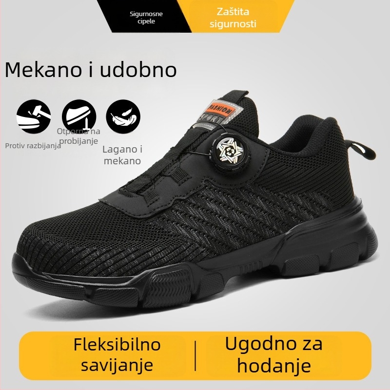 Muške cipele za zaštitu na gradilištu s prozračnim Flyknit mrežastim gornjim dijelom, niski kroj, čelični zaštitni prst, otporne na probijanje i udarce