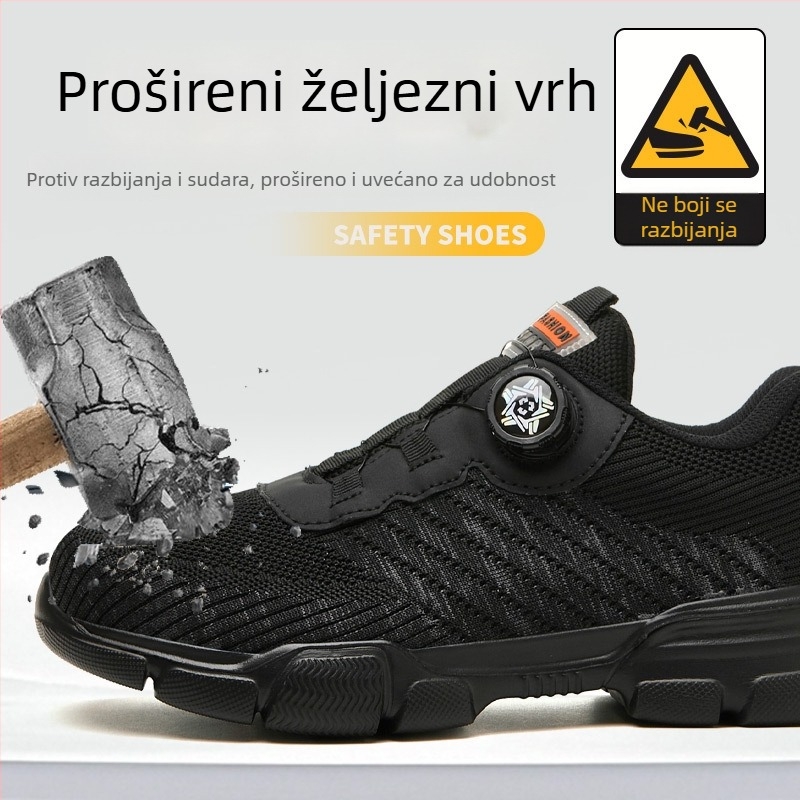 Muške cipele za zaštitu na gradilištu s prozračnim Flyknit mrežastim gornjim dijelom, niski kroj, čelični zaštitni prst, otporne na probijanje i udarce