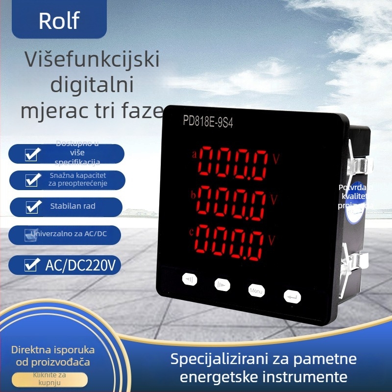 PD818E-9S4 Trofazni višenamjenski digitalni mjerni uređaj, ampermetar i voltmetar, Rolandfu