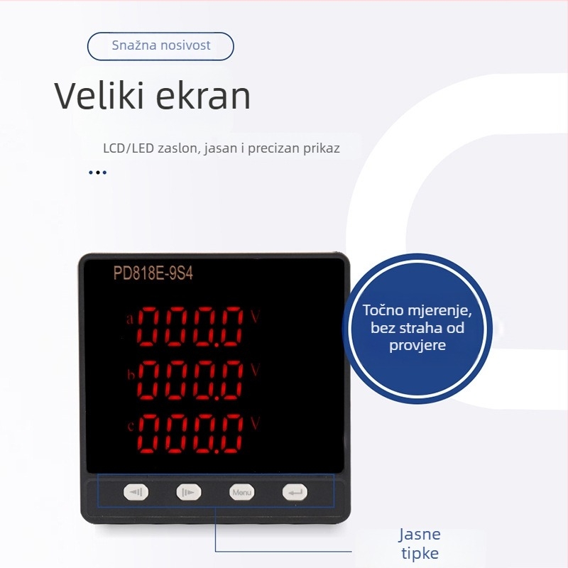 PD818E-9S4 Trofazni višenamjenski digitalni mjerni uređaj, ampermetar i voltmetar, Rolandfu