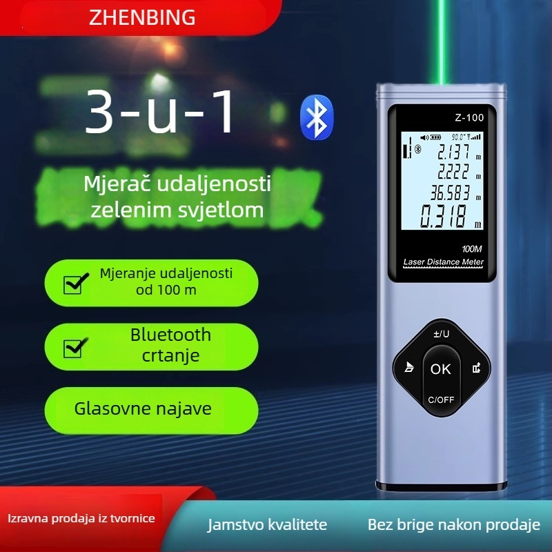 Zhenbing laserski mjerač udaljenosti, ručni s križnom linijom, litijskom baterijom, Ga Full Series, za unutarnje uređenje