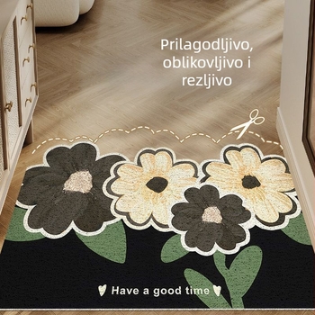 Ulazni tepih za vrata — oblik vanzemaljski, strojno tkan plastike, perivi, uzorak: krajolici, slova i listovi