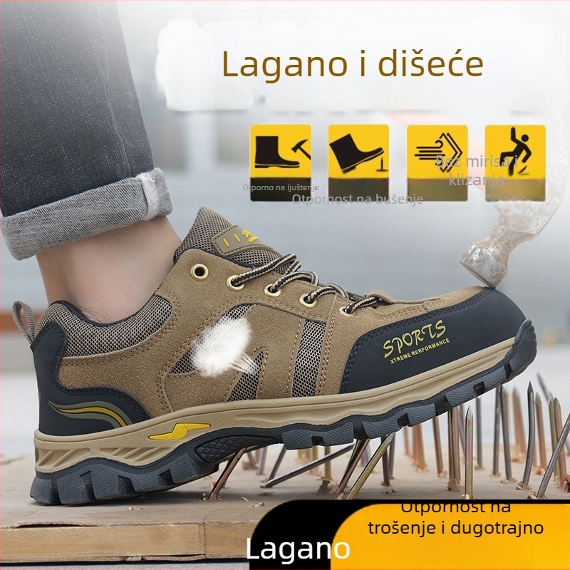 Unisex zaštitne radne cipele s čeličnim vrhom, otporne na udarce i probijanje, mikrovlakna koža + mrežasti gornji dio, prozračne kroz četiri sezone