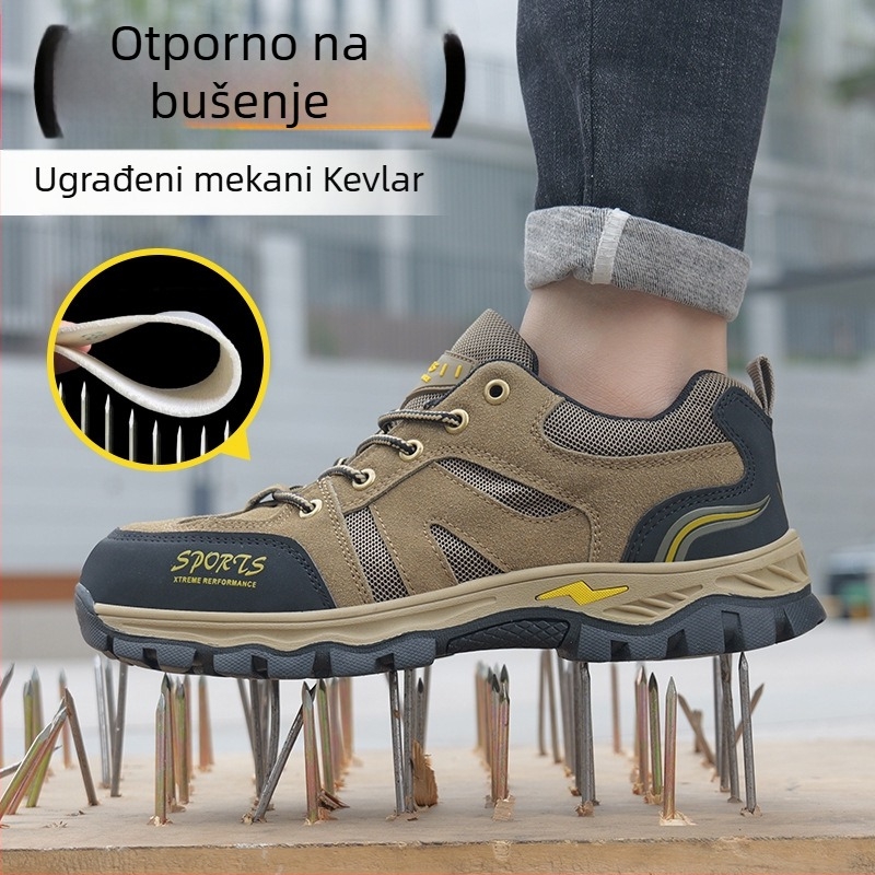 Unisex zaštitne radne cipele s čeličnim vrhom, otporne na udarce i probijanje, mikrovlakna koža + mrežasti gornji dio, prozračne kroz četiri sezone