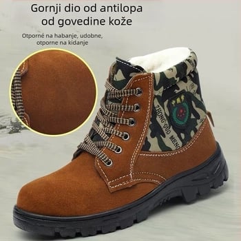 Zimske zaštitne radne cipele, visoki gornji dio, nubuk i platnati gornji dio, čelični vrh, otpornost na udarce i proboj, topla izolacija