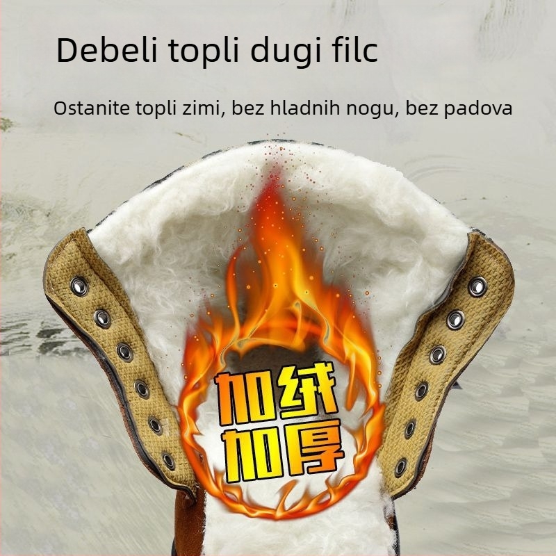 Zimske zaštitne radne cipele, visoki gornji dio, nubuk i platnati gornji dio, čelični vrh, otpornost na udarce i proboj, topla izolacija