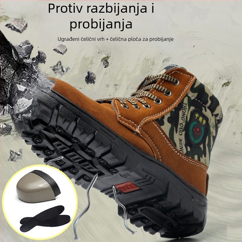 Zimske zaštitne radne cipele, visoki gornji dio, nubuk i platnati gornji dio, čelični vrh, otpornost na udarce i proboj, topla izolacija