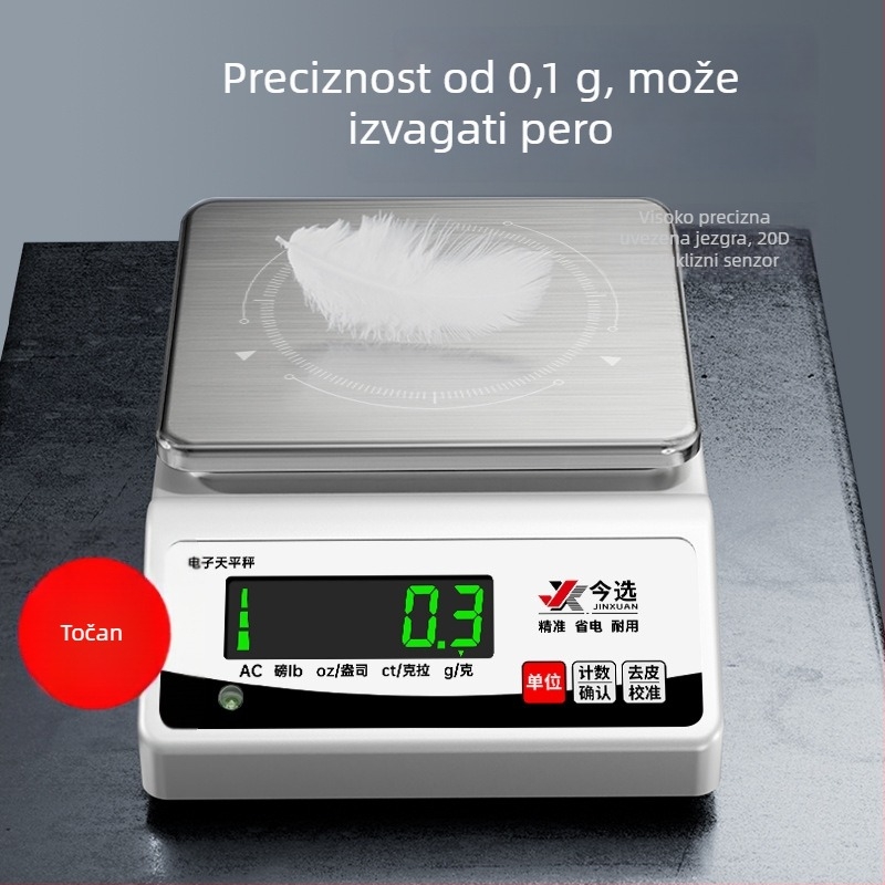 Elektronička vaga s točnošću 0,01 g, kapacitet 5 kg, za mjerenje zlatnih nakita, gram vaga za komercijalnu uporabu
