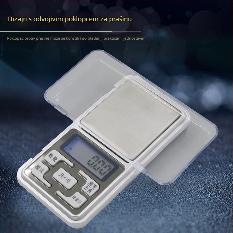 Točna prijenosna vaga za nakit – mini elektronička vaga, rezolucija 0,01 g, džepna vaga za čaje i zlatne predmete, graduacija 0,1 g