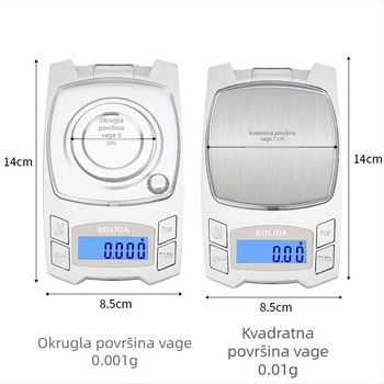 Punjaiva visoko precizna digitalna vaga s rezolucijom 0.001 g, karat vaga, prijenosna kompaktna vaga za kućnu upotrebu
