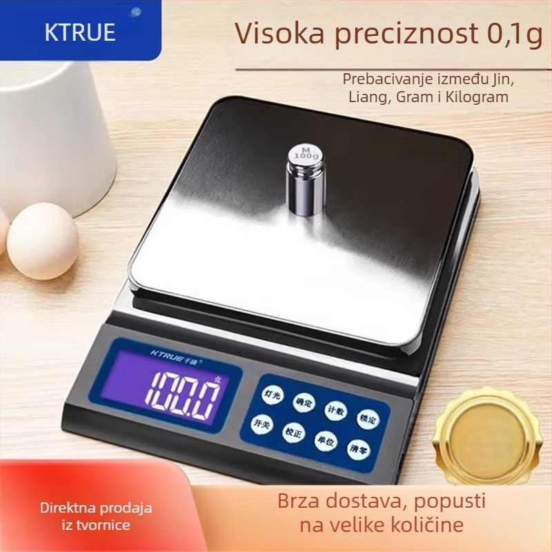 Visoko precizna digitalna vaga za kućnu upotrebu, kompaktna kuhinjska vaga za pečenje, precizno mjerenje biljaka, kave i hrane u gramima