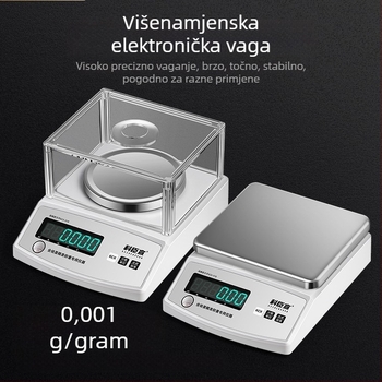 Kechenxuan digitalna laboratorijska vaga 0.001 g, visoko precizna elektronička vaga za gram, zlatni završetak
