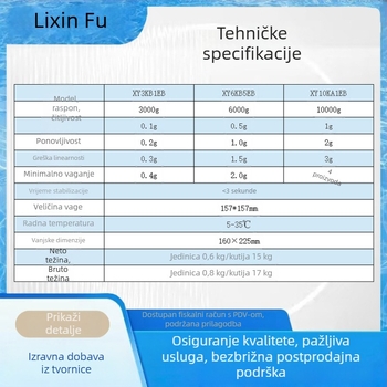 Precizna digitalna vaga s LCD zaslonom, 0,1 g preciznost, laboratorijska, obostrana posuda za vaganje