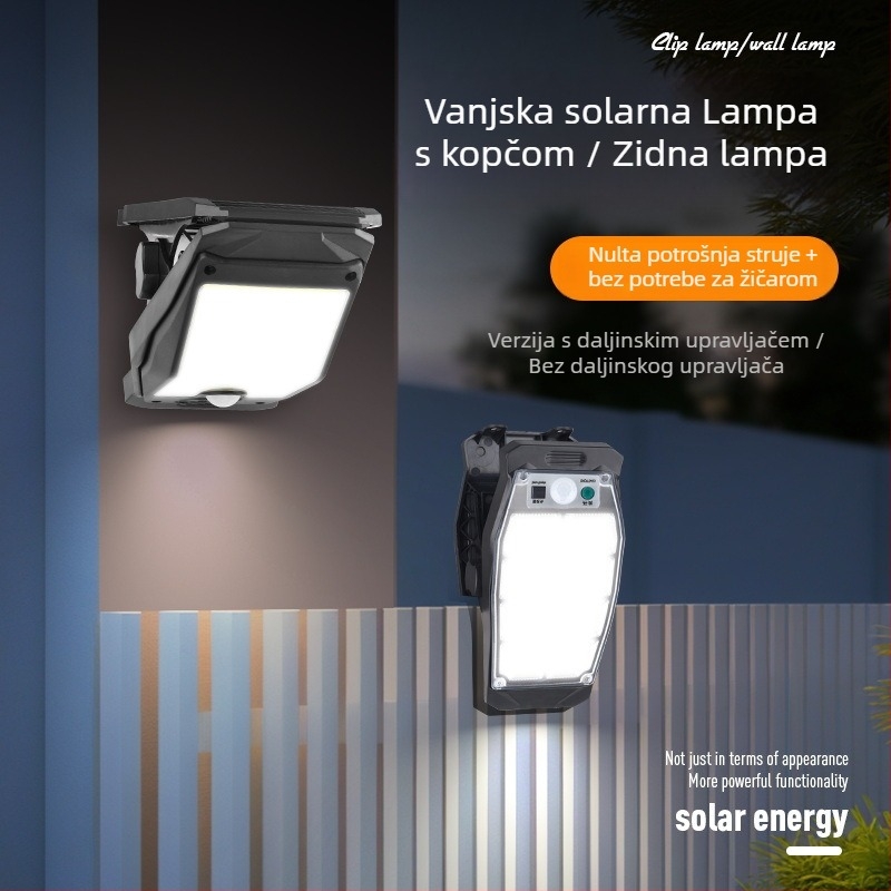 Solarna vanjska klips svjetiljka s induktivnim prekidačem, IP65, 24V, 3.7W, bijela svjetlost, lantern za balkon i dvorište